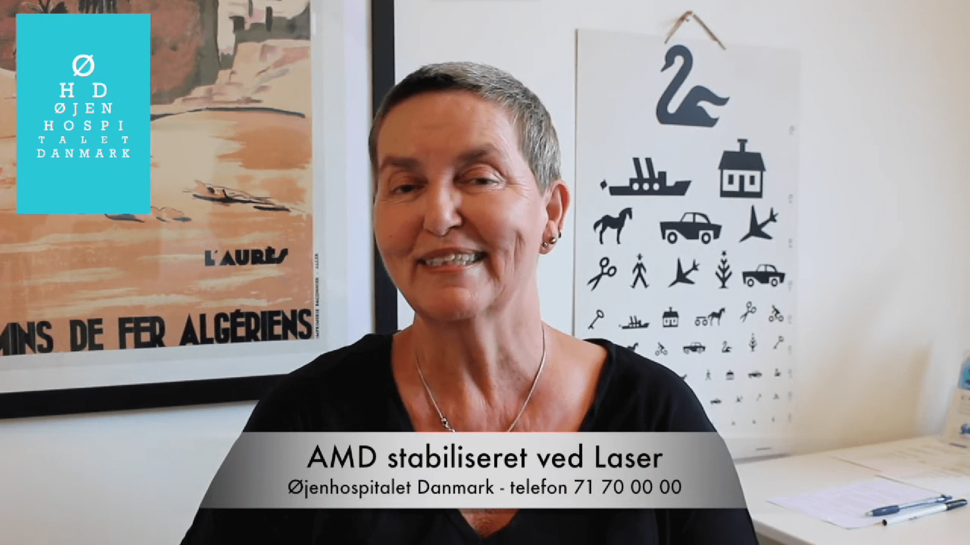 Skærmbillede fra video med Lilian, der taler om sin laserbehandling.