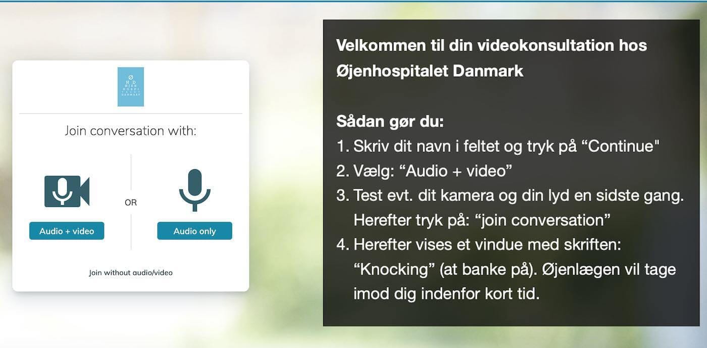 guide til videkonsultation, øjenhospitalet danmark