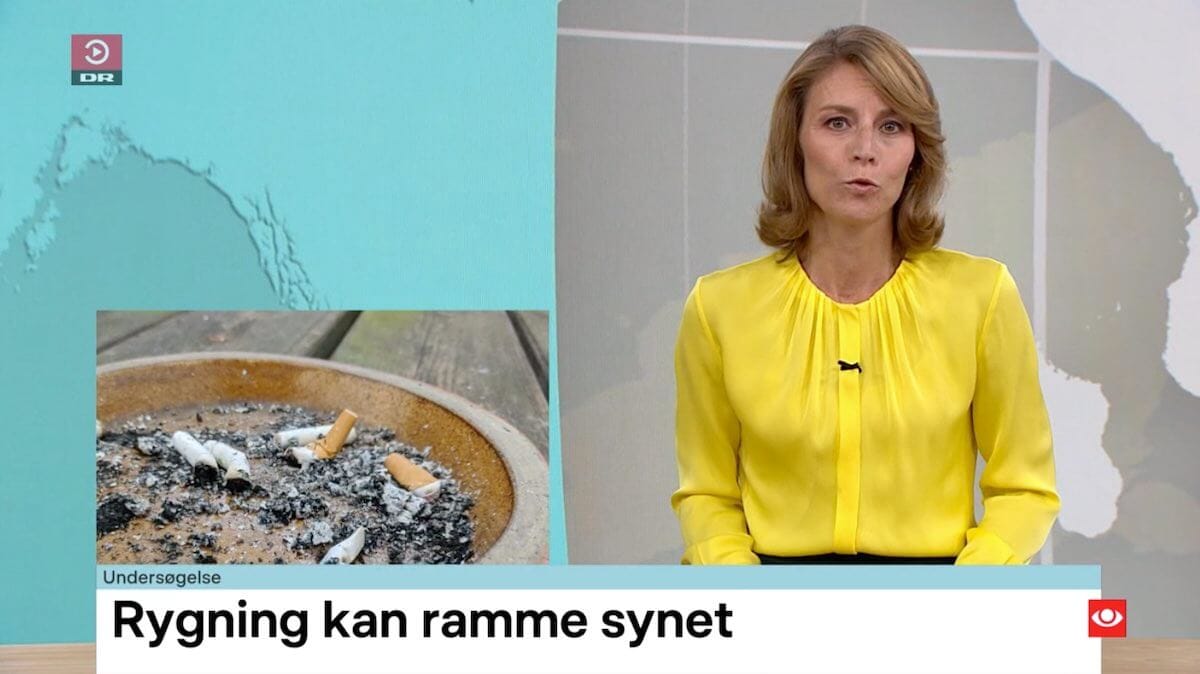 Billedet viser et indslag bragt af DR TV Avisen vedr. rygning skader synet